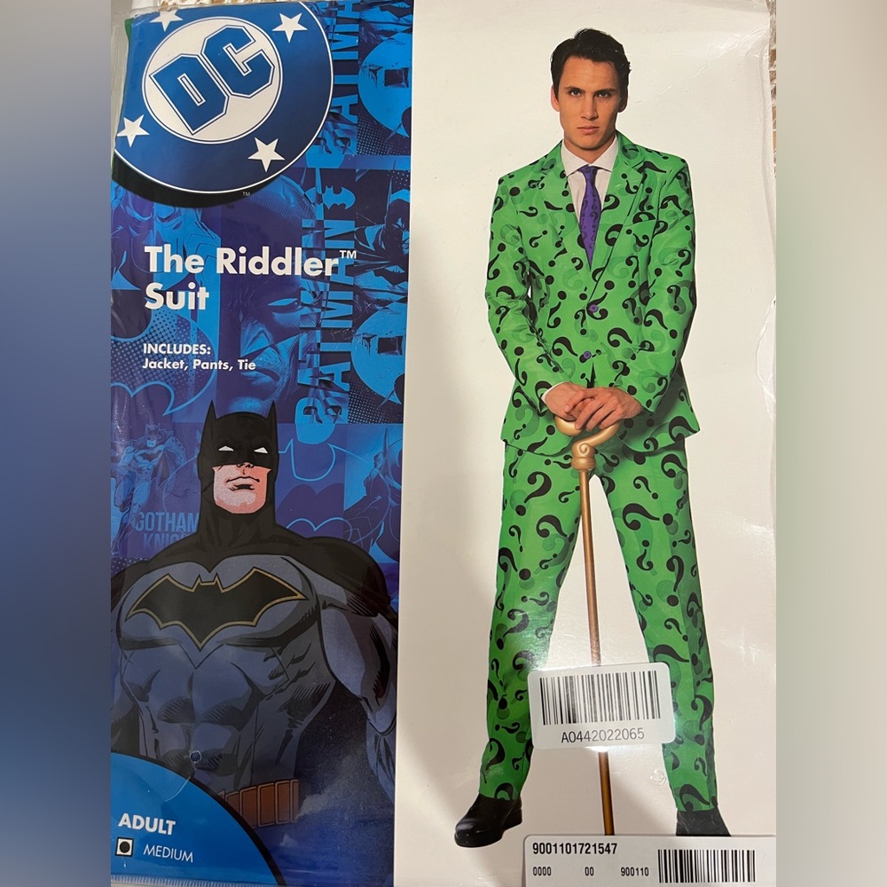Spirit Halloween Riddler Green and Black Suit NWT